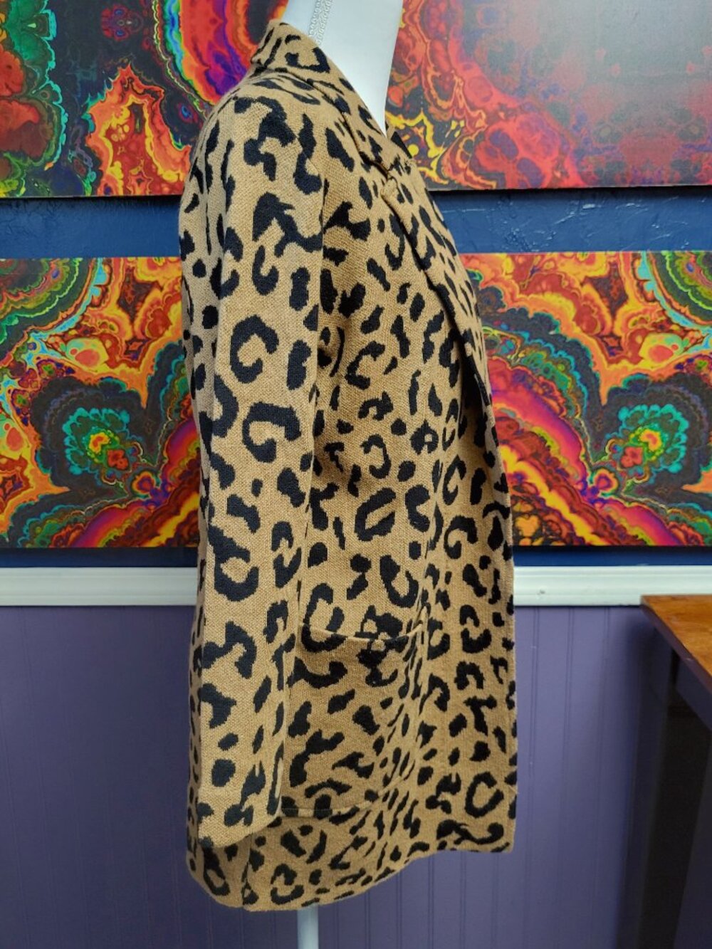 J. Crew ~ Sz XXS ~ Animal Print Cardigan Wool ~ Excellent Condition - Picture 3 of 8